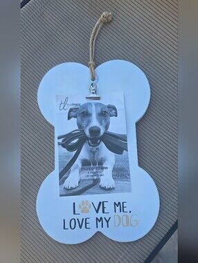 Love Me, Love My Dog White Bone-Shaped Hanging Photo Frame